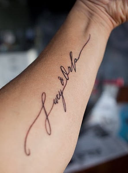 Script Words Name Tattoo On Arm