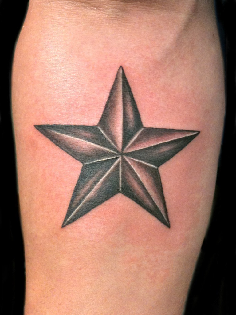 Black And Grey Nautical Star Men Tattoo Design