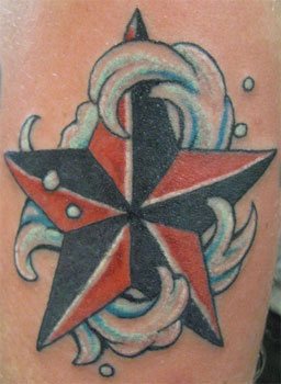 Nautical Star Arrounded by Cloud Tattoo Design