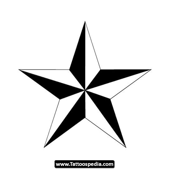 Black And White Nautical Star Tattoo Design