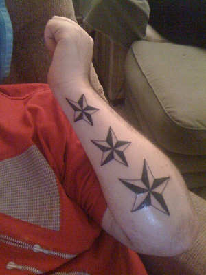 Triple Nautical Star Tattoos