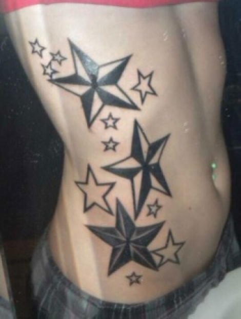 Great Nautical Star Tattoos On Ribs