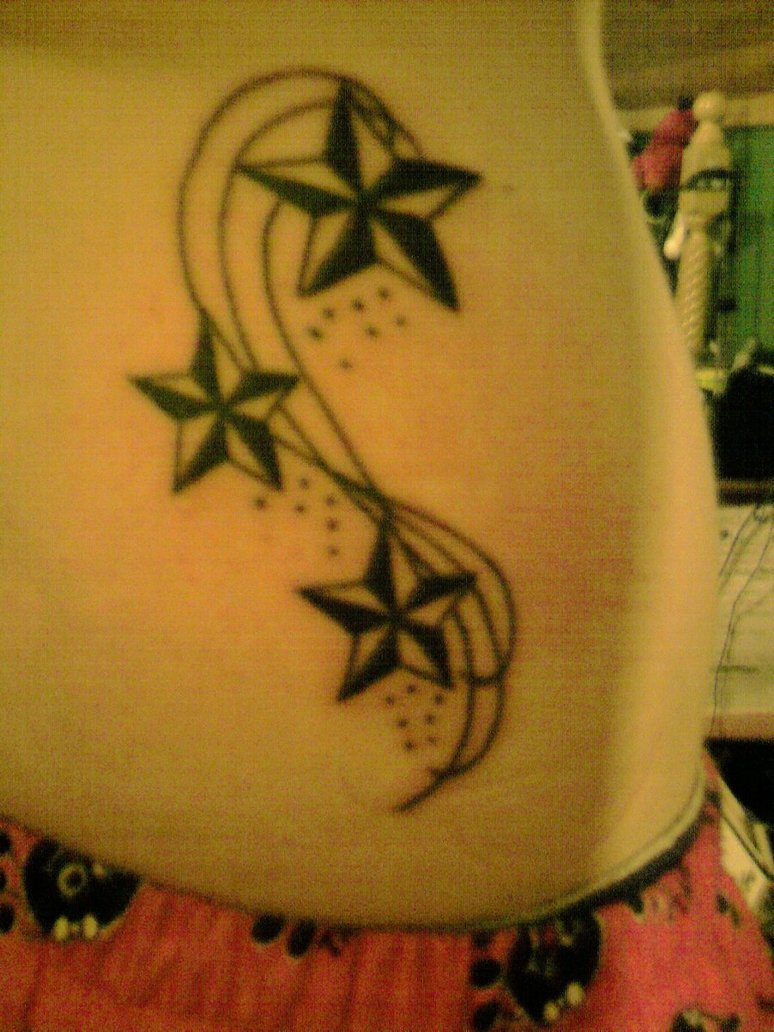 Unique Three Nautical Star Tattoo Design