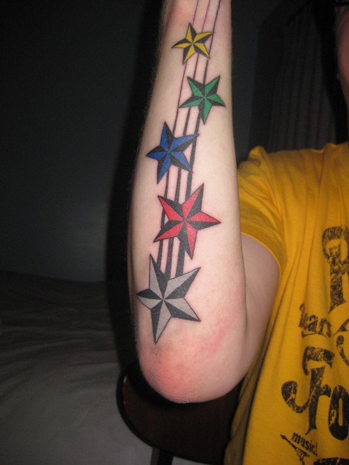 Colorful Nautical Star Tattoo Design Photo