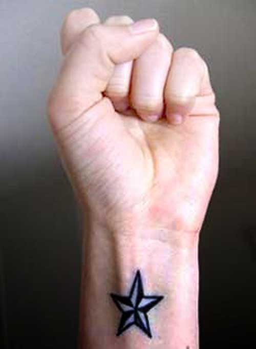 Black Nautical Star Tattoos for Wrist