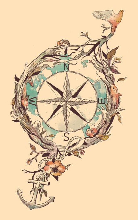 Briliant Nautical Compass Tattoo