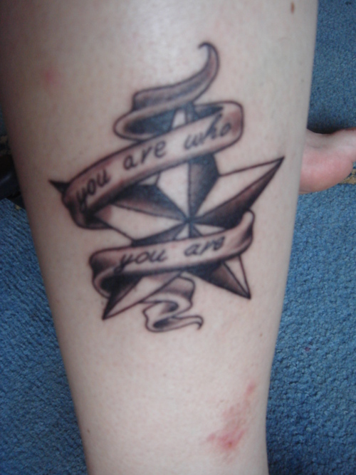 Awesome Nautical Star Tattoo With Quote for Men