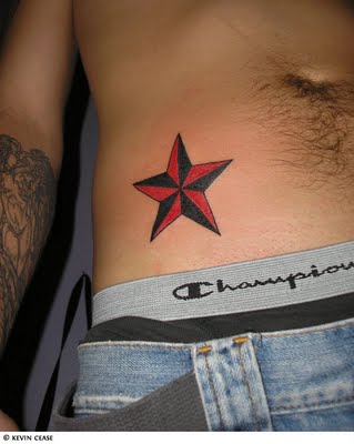 Nautical Star Tattoos for Men Stomach