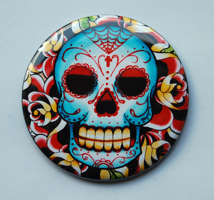 Pocket Mirror Old School Sugar Skull Tattoo Ideas