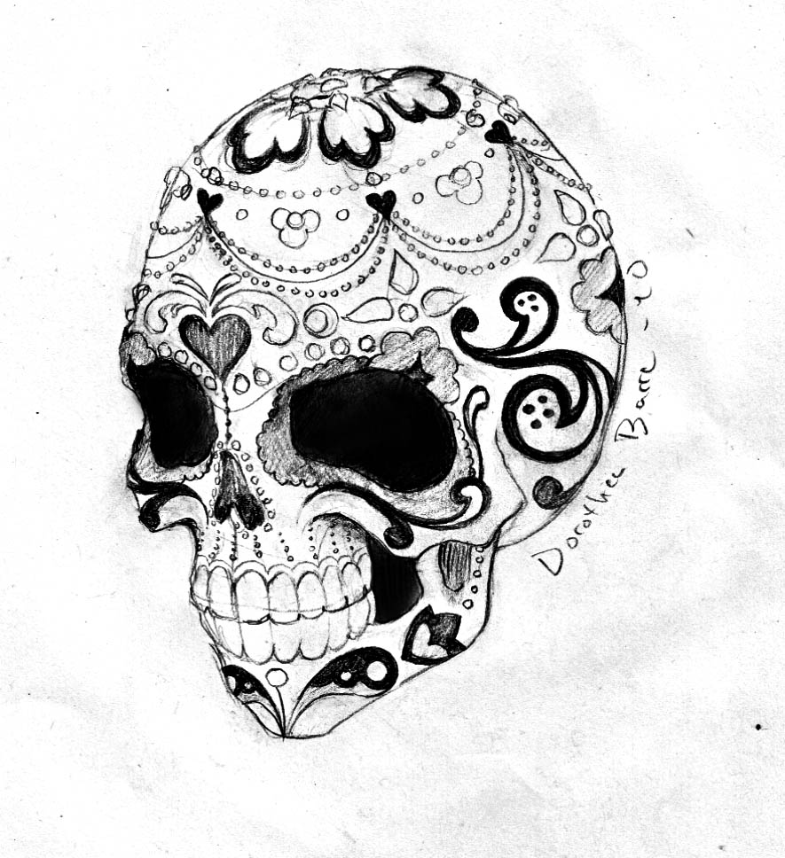 The Sugar Skull Tatttoo Sketch Design by Dorothea Barre