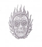 Flame Skull Old School Tattoo Sketch By Kamil666