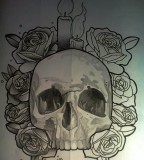 Old School GodWell's Skull Tattoo Sketch Design