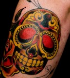 Golden Pirates Skull Tattoo Design