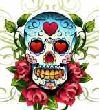 Old School Mexican Love Skull Tattoo Sketch Design