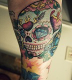 Inspiring Old School Skull Tattoo Design Forearm