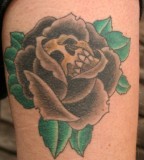 Black Rose With Skull Tattoo