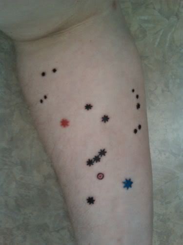 Colored Stars Orion Constellation Tattoo