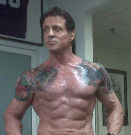 2012 Sylvester Stallone Over-the-Shoulder Tattoos Photos – Celebrity Tattoos