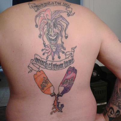 The Joker Upper Back and Cola Bottle Lower Back Tattoo NFSW
