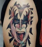 KISS Gene Simons Retro Rock Band Face Bicep's Tattoo