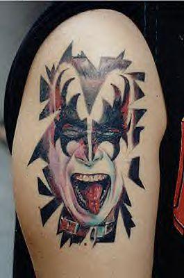 KISS Gene Simons Retro Rock Band Face Bicep’s Tattoo