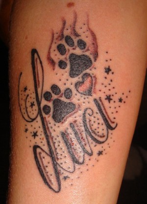 Paw Love Heart Tattoo PIctures