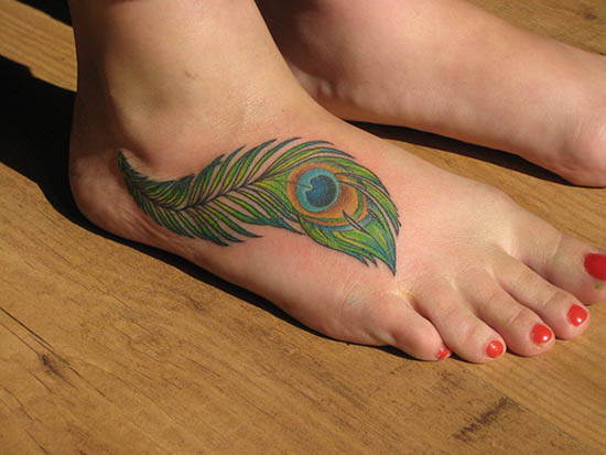 Peacock Feather Tatoo Design on Foot