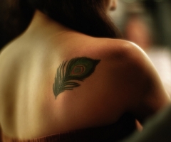 Small Peacock Feather Tattoo for Women