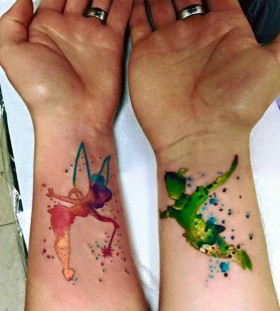 Peter Pan watercolor tattoo Peter Pan watercolor tattoo