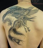 Phoenix Back Shoulder Tattoo For Men