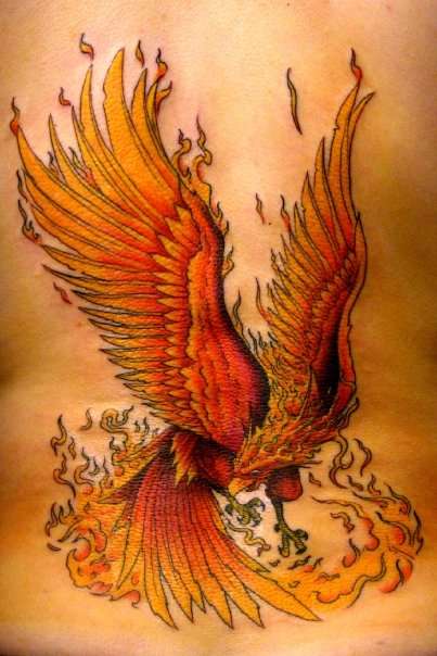 Dashing Red Phoenix Tattoos Fire Style Bird