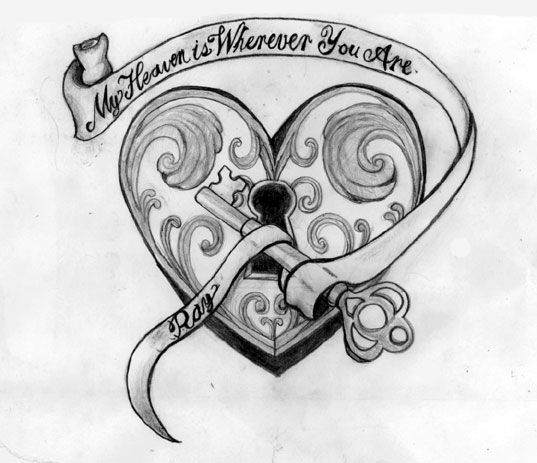 Heart Key Tattoos Design On Paper