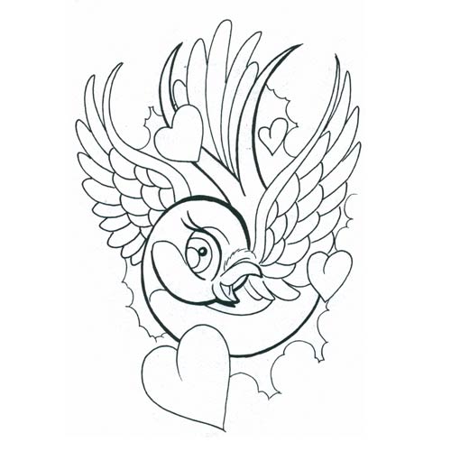 Bird With Heart Tattoo Designs Images