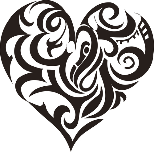 Funky Tribal Heart Tattoos