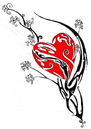 Graffiti Paper Tribal Heart Tattoos Designs