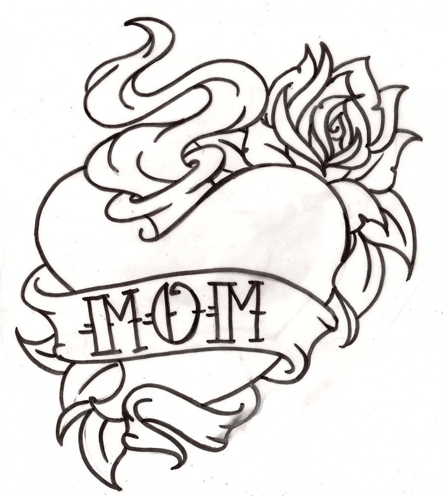 Flower And Heart Tattoo Design
