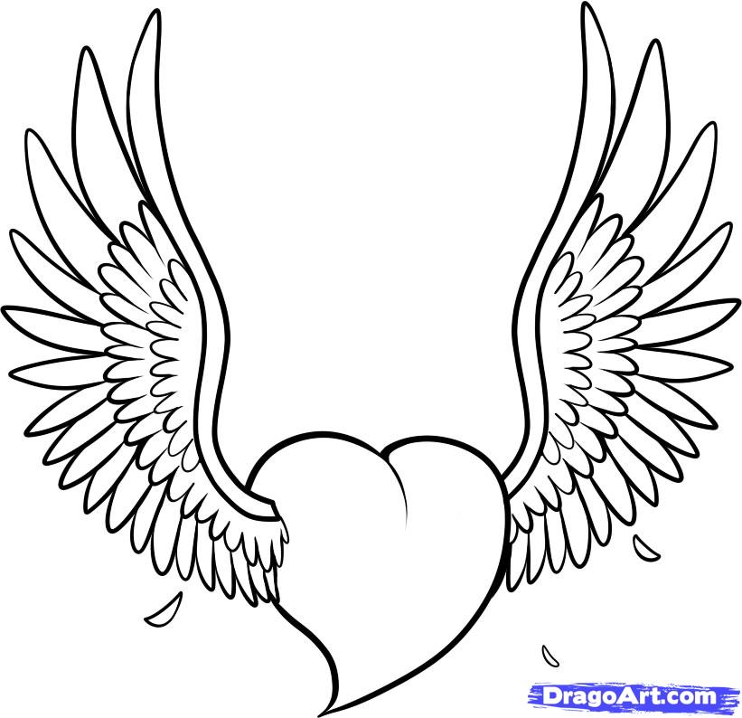 Draw a Heart With Wings Tattoo