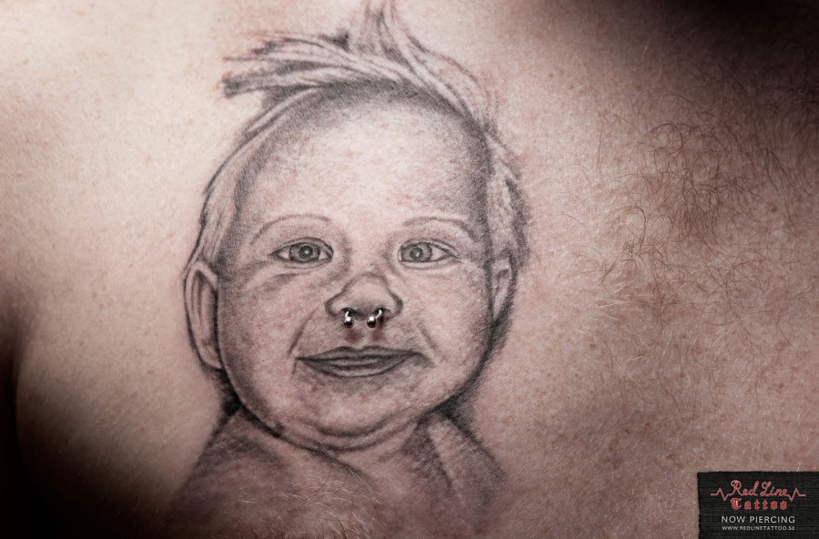 Babies with Pierced in Nose Redline Tattoo Now Piercing