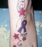 Breast Cancer Pink Ribbon Foot Tattoos