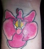 Pink Orchid Wrist Tattoo