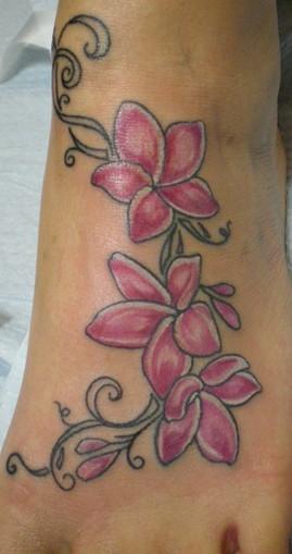Magenta Plumeria Tattoo By Lilmrsfrankenstein