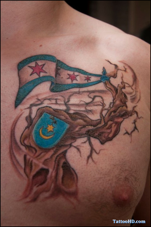Puerto Rican Flag Theme Tattoo Design for Men