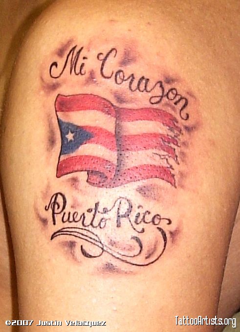 Exotic Puerto Rican Flag Quotes Tattoo Idea for Men