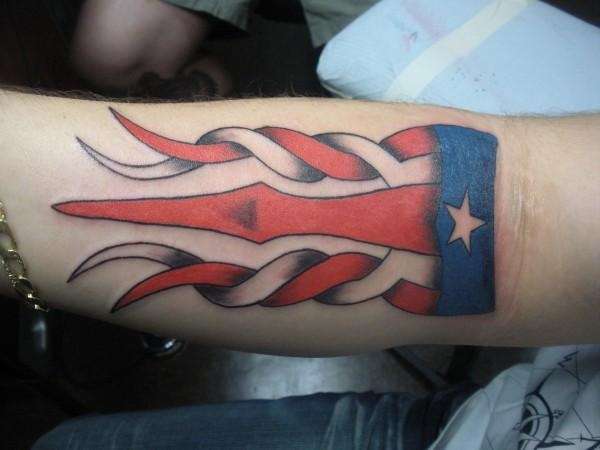 Amazing Art Puerto Rican Flag Tattoo on Inner Lower Arm