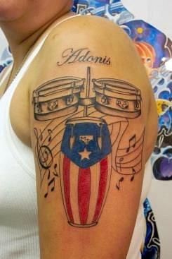 Stunning Musical Theme Puerto Rican Flag Tattoo Design