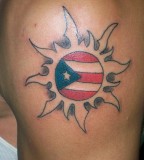 Cool Puerto Rican Flag Sun Tattoo on Men Upper Arm