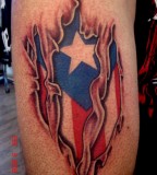 Bold Beautiful Puerto Rican Flag Under the Skin Tattoo