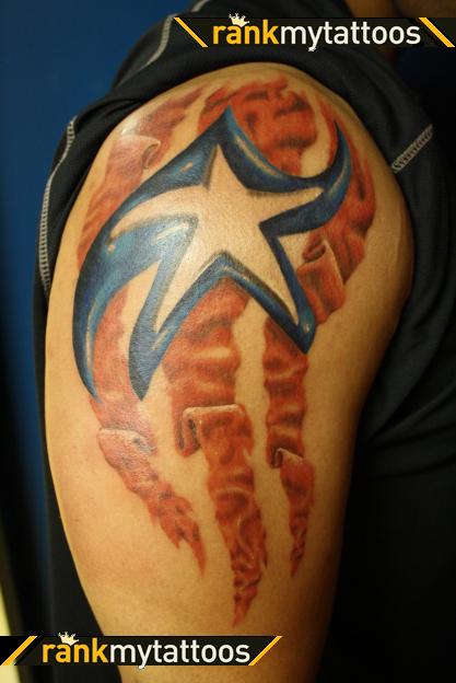 Cool Tribal Puerto Rico Flag Islander Tattoo Design