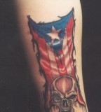 Amazing Puerto Rico Skull Tattoo on Men Inner Upper Arm