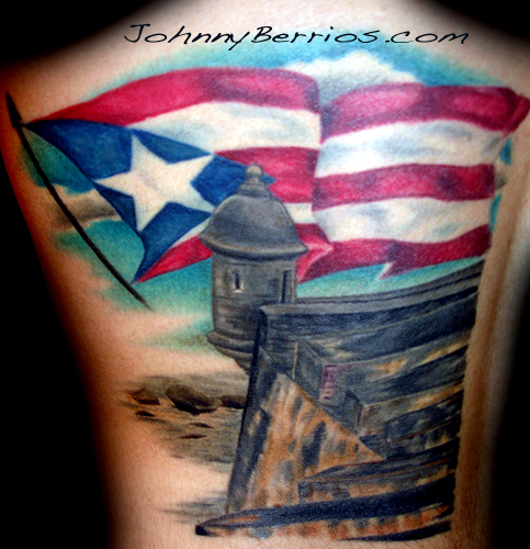 Remarkable Fluttering Puerto Rican Flag Theme Tattoo